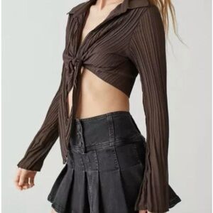 Urban Outfitters Brown Pleated Top